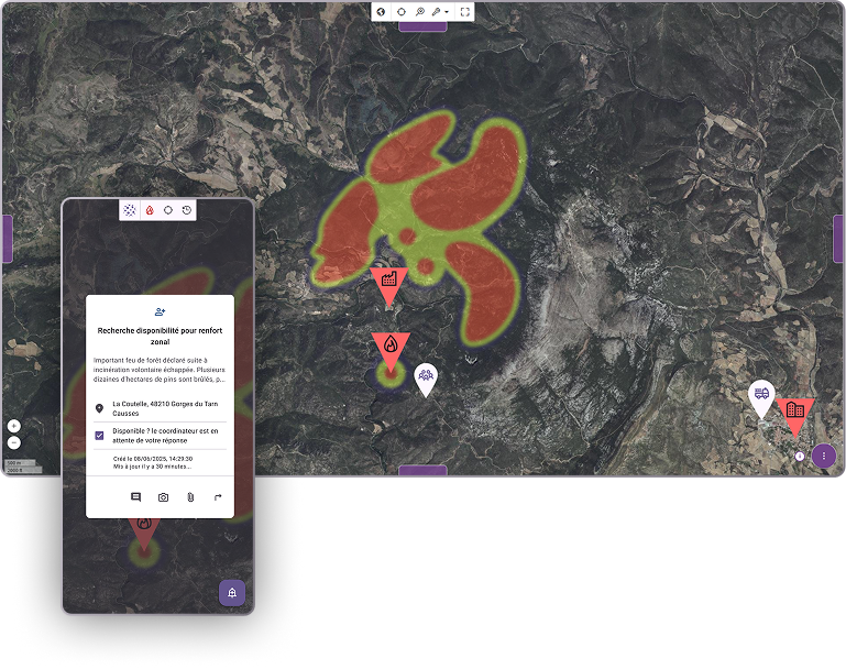 Kalisio Crisis - Applicatoin de gestion de crise et coordination des interventions sur ordinateur et smartphone
