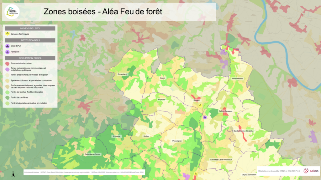 Carte de feu de forêt généré sur Kalisio Maps